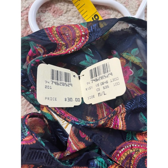 *NWT* Victorias Secret Gold Label 1990s Sheer Paisley Top M/L - Picture 4 of 8